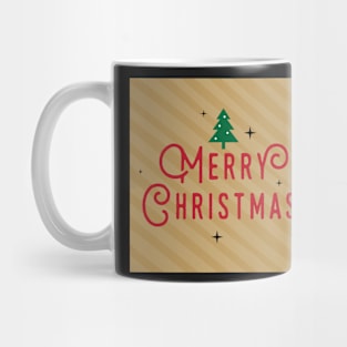 Retro Merry Christmas on Kraft Striped Background Mug